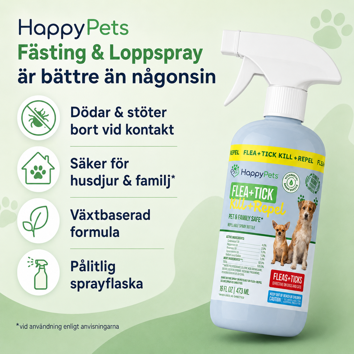 HappyPets Fästing & Loppspray